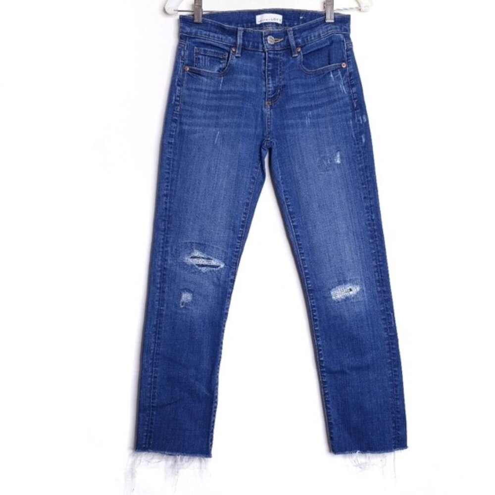 Loft Modern Straight Leg Distressed Raw Hem Frayed Jeans Women's Size 26/2